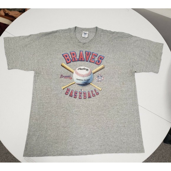 Pro Player Atlanta Braves T-Shirt Size XXL Vintage 90s Single Stitch USA MLB Vtg - Picture 1 of 7